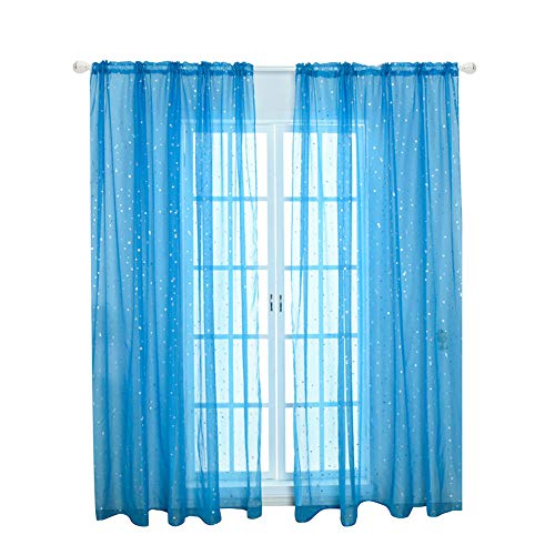 Sunfauo gardinen mit kräuselband gardinen kräuselband Voile Vorhang Panel Stern Sheer Vorhänge Woven net Vorhang Net vorhänge 100X270,Blue von Sunfauo