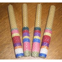 Regenbogen Streifen Bienenwachskerzen. 2Er-Set von SunflowerCandles