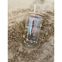 Steinbock Sternzeichen Glas Mit Bambusdeckel Und Stroh von Sunflowercreation20