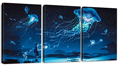 Sungeek 3 Teilig Leinwandbilder mit Holzrahme, Leinwanddruck Bilder 30 x 40 cm, Moderne Wandbilder Kunstdruck Wand Dekoration für Wohnzimmer Schlafzimmer Home Büro Esszimmer (Meer der Träume) von Sungeek