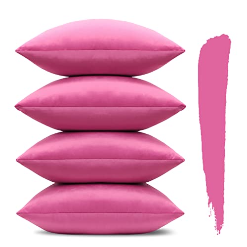Sungeek Dekorative Kissenbezüge, einfarbig, weicher Samt, mit unsichtbarem Reißverschluss, quadratisch, für Sofa, Auto, Terrasse, Schlafzimmer, Wohnzimmer, 60 x 60 cm, Hot Pink, 4 Stück Sungeek Dekorative Kissenbezüge, einfarbig, weicher Samt, mit unsichtbarem Reißverschluss, quadratisch, für Sofa, Auto, Terrasse, Schlafzimmer, Wohnzimmer, 60 x 60 cm, Hot Pink, 4 Stück von Sungeek
