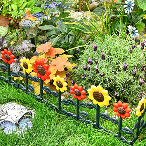 Sungmor Gartenlattenzaun, Kunststoff Gras Rasen Blumenbeete Pflanzenränder, dekorative Landschaftspfadplatten, 4 Stück (Gesamtlänge 98 Zoll) von Sungmor