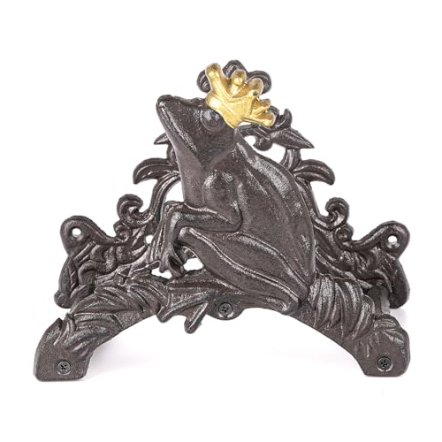 Sungmor Gartenschlauchhalter, Wandmontage, robuste Gusseisen-Bewässerungsschlauchtrommel, Wandaufhängung, hübsche Vintage-Ornament-Schlauchaufbewahrung, schöner Frosch, Outdoor-Landschaftsgestaltung von Sungmor