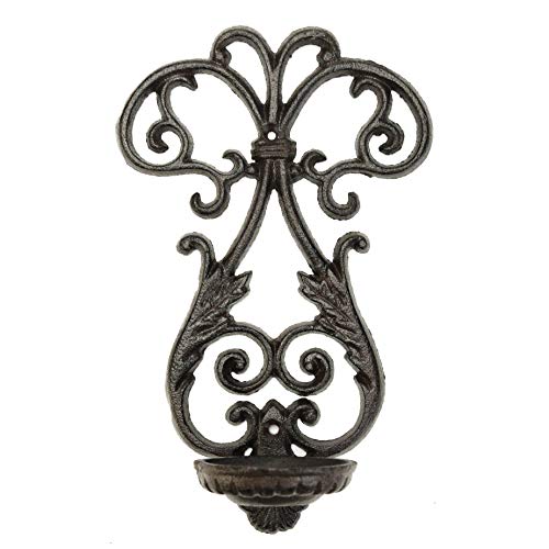 Sungmor Gusseisen Wand hängen Wandleuchte Teelicht Säule Kerzenhalter - Vintage einfachen Stil Emblem Form Home Candle Display Holder - handgemachte Kunst Candle Stand Decor von Sungmor