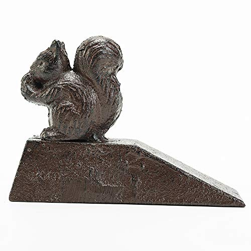 Sungmor Heavy Duty Cast Iron Niedliche Eichhörnchen Türstopper | 13,5 × 4,5 × 10 cm, Antikstil | Dekorativer niedlicher Tierstatuen-Türstopper-Keil | Winddichte Türhalterung für Patio Yard Garden von Sungmor