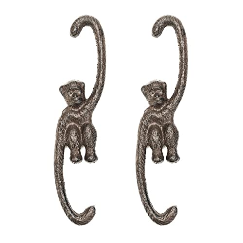 Sungmor Heavy Duty Gusseisen Funny Monkey S Hook | 2er Pack, 7,67 Zoll | Retro rustikale dekorative Gartenpflanze Kleiderbügel hängen Rack | Ausgezeichnete Wohnkultur für die Anwendung von Sungmor