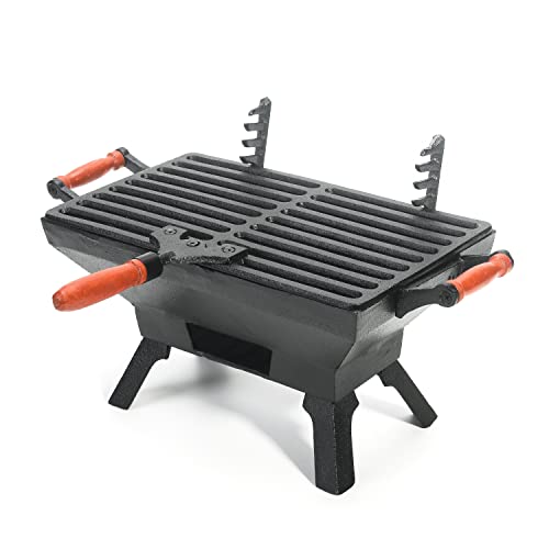 Sungmor Strapazierfähiger Grillrost aus Gusseisen – für drinnen und draußen, kleiner Holzkohlegrill-Herd – 31,5 x 19 cm, rechteckig, ideal für Grillabende, Camping, Picknicks, Partys von Sungmor