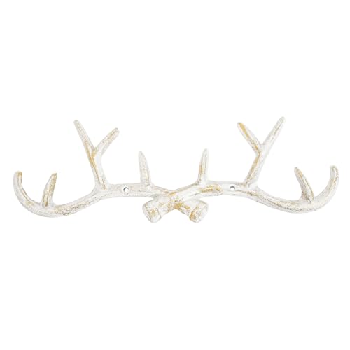 Sungmor Vintage Gusseisen Geweih Wandhaken, Antikweiß, dekorativer Kleiderbügel, Hirschkopf, Schlüsselhalter, rustikale Metall-Wandmontage, Aufbewahrungshaken für Mäntel, Jacken, Geldbörsen und mehr Sungmor Vintage Gusseisen Geweih Wandhaken, Antikweiß, dekorativer Kleiderbügel, Hirschkopf, Schlüsselhalter, rustikale Metall-Wandmontage, Aufbewahrungshaken für Mäntel, Jacken, Geldbörsen und mehr von Sungmor
