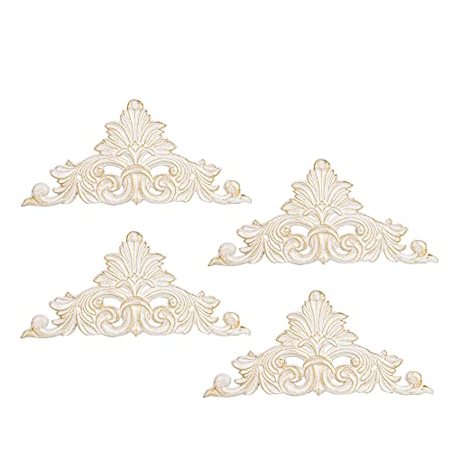 Sungmor Wandschild aus Gusseisen – viktorianischer Stil Metall Wandkunst – Fleur de Lis Design in antikweißem Finish, 30 cm, 4er-Set – dekorative Wandskulptur für Zuhause Wohnzimmer von Sungmor