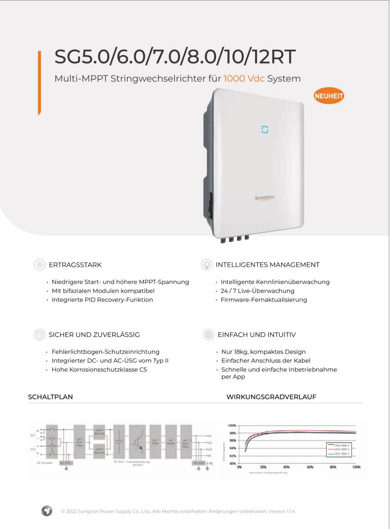 Sungrow SG10.0RT Wechselrichter V115 10kW SG10RT Sungrow SG10.0RT Wechselrichter V115 10kW SG10RT von Sungrow