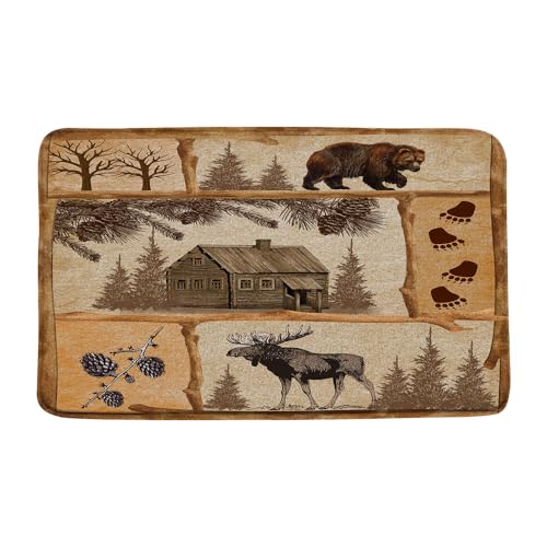 Duschvorhang, Motiv: Hüttenbär, rustikaler Wildtier-Bär, Elch, Hirsch, Wald, Vintage-Hütte, Bauernhaus-Druck, Memory-Schaum, Zuhause, Büro, Tür, Badezimmer, Dekormatte, 45,2 x 74,9 cm Duschvorhang, Motiv: Hüttenbär, rustikaler Wildtier-Bär, Elch, Hirsch, Wald, Vintage-Hütte, Bauernhaus-Druck, Memory-Schaum, Zuhause, Büro, Tür, Badezimmer, Dekormatte, 45,2 x 74,9 cm von Sunhe