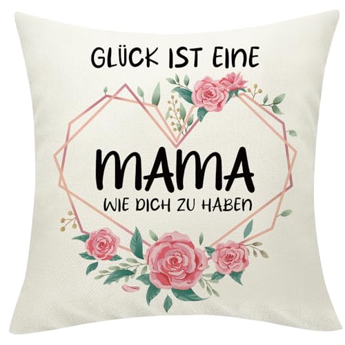 Sunia Mama, Kissenbezüge 45x45 cm, Dekokissen Kissen mit Taschen, Muttertagsgeschenke für Mama, Geburtstagsgeschenk für Mama, Beste Mama Geschenk von Sunia