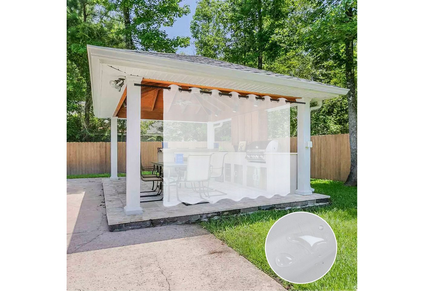 Sunicol Outdoorvorhang Outdoor Voile Vorhang Wetterfest Transparent mit Ösen, 1 Stück, (1 St), Dekoschal Stores Gardinen für Terrassentür Pavillon Balkon Garten von Sunicol