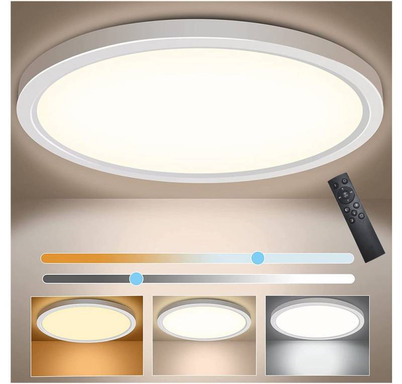 Sunicol Deckenleuchten Dimmbar Deckenlampe mit Fernbedienung und APP, Speicherfunktion, 3 Farbtemperaturen für Schlafzimmer Wohnzimmer Küche von Sunicol