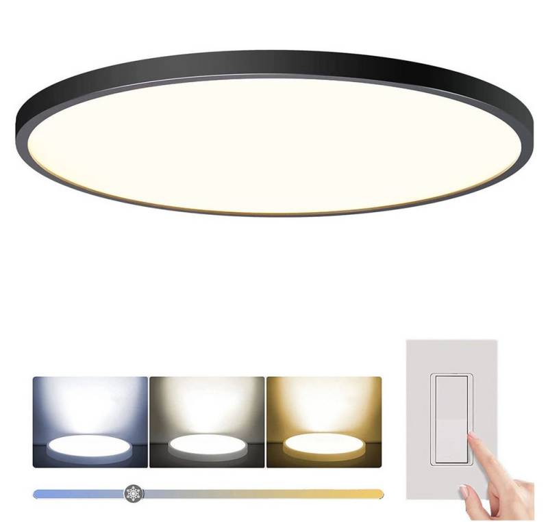 Sunicol Deckenleuchten Rund Panel Ultraflach LED Deckenleuchte, 24W-48W, Wohnzimmer Flur, 28W Ø30cm, 3000K Warmweiß/4500K Naturweiß/5000K Weiß, 3000K/4000K/5000K Dimmable von Sunicol
