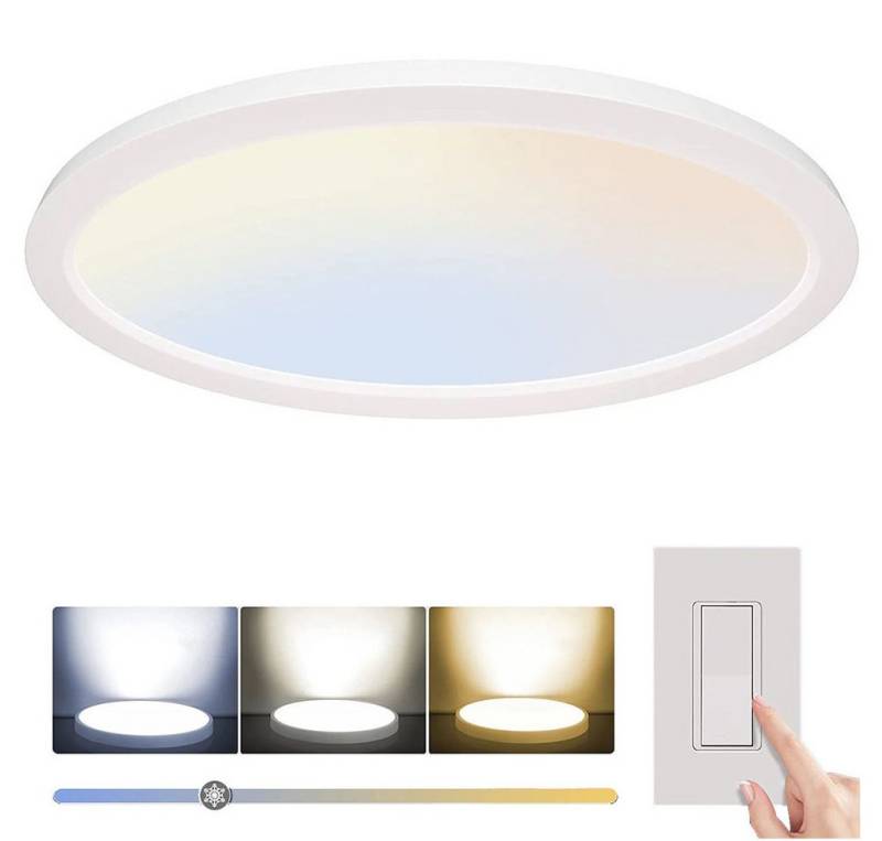 Sunicol Deckenleuchten Rund Panel Ultraflach LED Deckenleuchte, 24W-48W, Wohnzimmer Flur, 28W Ø30cm, 3000K Warmweiß/4500K Naturweiß/5000K Weiß, 3000K/4000K/5000K Dimmable von Sunicol