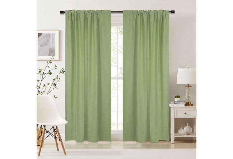 Sunicol Gardine 100% Verdunkelungsvorhänge Leinenoptik mit Kräuselband für Wohnzimmer, 2er Set Thermovorhang Kälteschutz Vorhang für Schlafzimmer von Sunicol