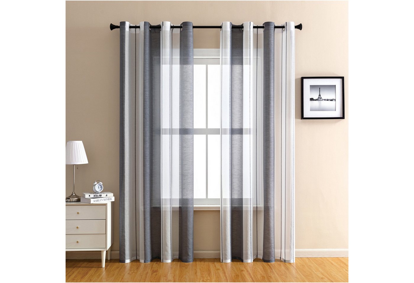 Sunicol Gardine 2er Set Voile Vorhang Zweifarbiger Transparente Vorhang mit Ösen, Ösenschal Fensterschal Lichtdurchlässig für Schlafzimmer Wohnzimmer Sunicol Gardine 2er Set Voile Vorhang Zweifarbiger Transparente Vorhang mit Ösen, Ösenschal Fensterschal Lichtdurchlässig für Schlafzimmer Wohnzimmer von Sunicol