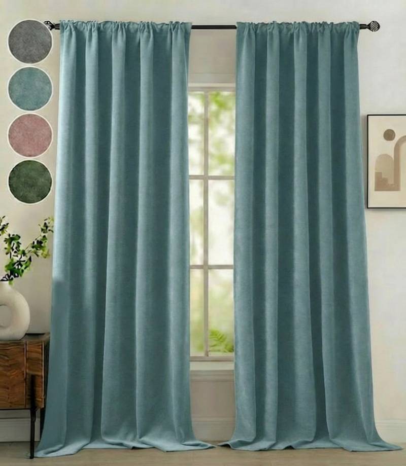 Sunicol Gardine Blackout Dick Doppelseitiger Chenier Vorhang Kälteschutz, 2er Set, Multifunktionaler Vorhangkopf, Wärmeisolierte für Schlafzimmer von Sunicol