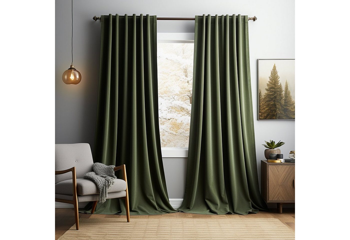 Sunicol Gardine Smat Blickdicht Verdunklungsvorhänge, luxuriöse wärmeisolierende, (2 St), Thermovorhang Kälteschutz für Schlafzimmer Wohnzimmer, 2er Set von Sunicol
