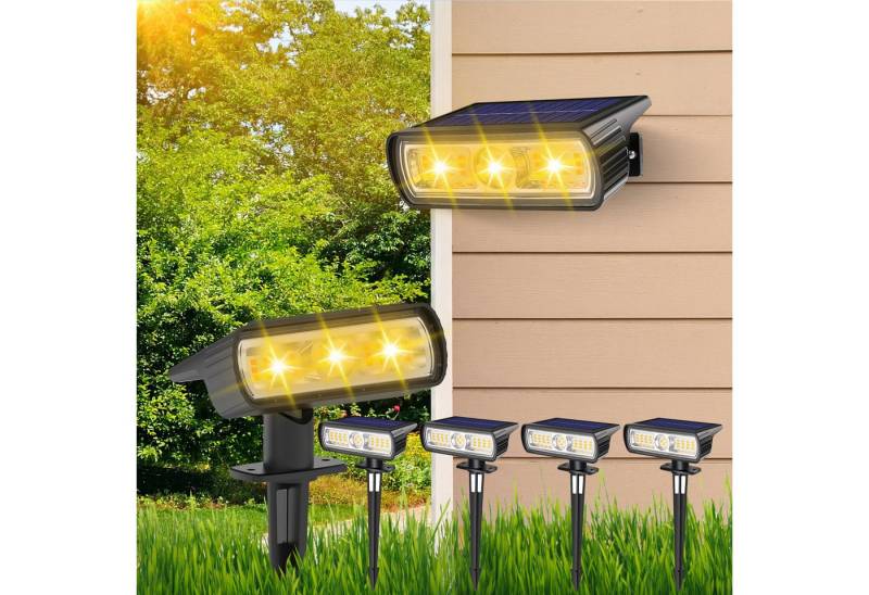 Sunicol Gartenstrahler Solarlampen für außen, 4 Stück IPX8 Wasserdicht LED Solar Strahler, LED fest integriert, 2 Helligkeit Warmweiß Gartenleuchten, 2 Modi für Rasen Terrasse Sunicol Gartenstrahler Solarlampen für außen, 4 Stück IPX8 Wasserdicht LED Solar Strahler, LED fest integriert, 2 Helligkeit Warmweiß Gartenleuchten, 2 Modi für Rasen Terrasse von Sunicol