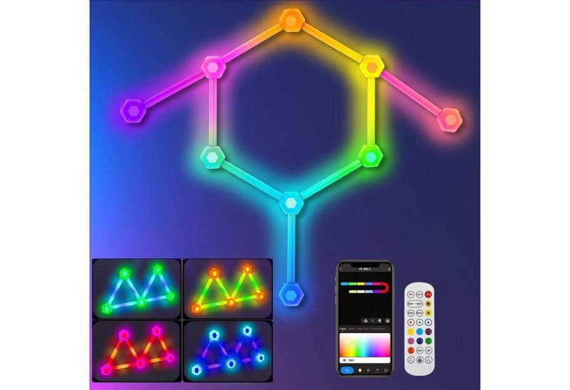 Sunicol LED Dekolicht RGB WIFI Gaming Wandleuchte, Musik-Sync Mehrfarben, DIY LED Lightbar, Funktioniert mit Alexa und Google Assistant, für Gaming Party Club Bar von Sunicol