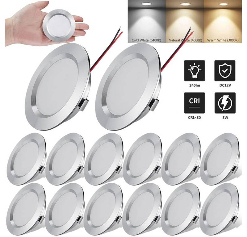 Sunicol LED Einbauleuchte Deckenlampen, Wohnmobil Flach Spot Einbaustrahler, 12V 3W RV Boot, Warmweiß Neutralweiß Kaltweiss Auto Innenleuchten Wohnwagen Sunicol LED Einbauleuchte Deckenlampen, Wohnmobil Flach Spot Einbaustrahler, 12V 3W RV Boot, Warmweiß Neutralweiß Kaltweiss Auto Innenleuchten Wohnwagen von Sunicol