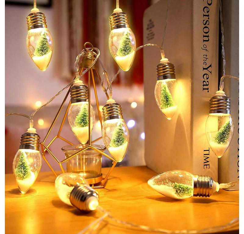 Sunicol LED-Lichterkette 1.5m/3m Schneekugel Weihnachtsbaum Lichter, Batterie, Außen Innen, IP44 Wasserdicht, Fenster Gartenbeleuchtung Party Dekolicht von Sunicol