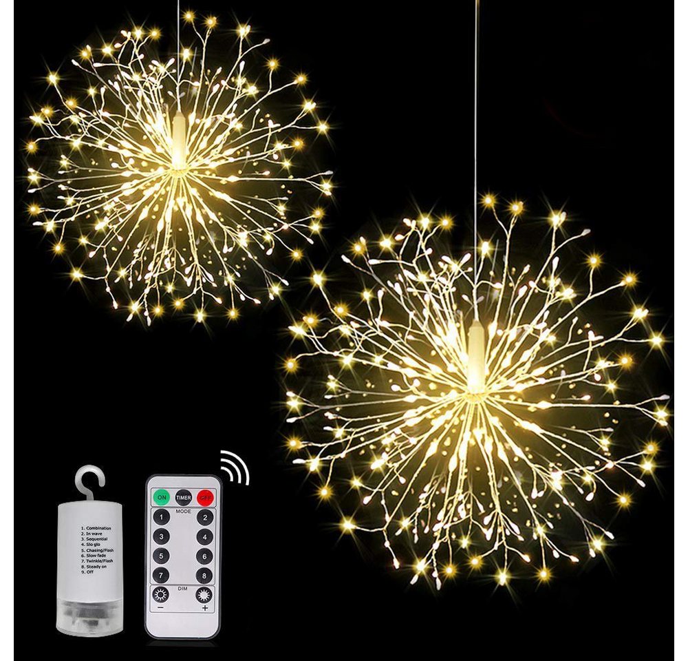 Sunicol LED-Lichterkette Feuerwerk, Starburst Beleuchtun, 8 Modi Batteriebetrieben, mit Fernbedienung, Timer, für Garten Weihnachten Deko von Sunicol