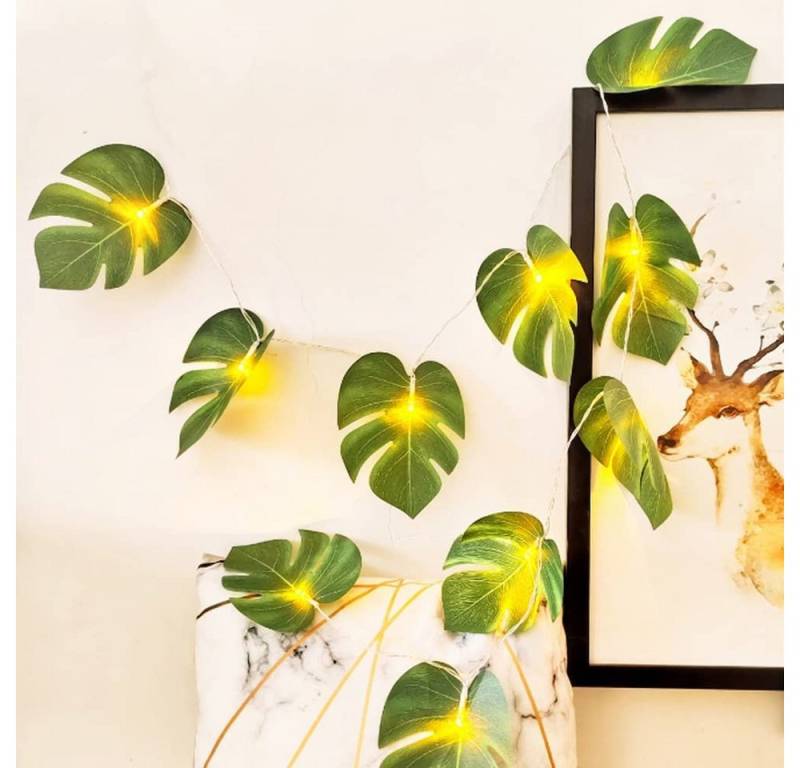 Sunicol LED-Lichterkette LED Leaf String Lights,mit künstlichen Palmenblättern Blatt Lichter, Wandbehang, 1,5m/3m/6m von Sunicol