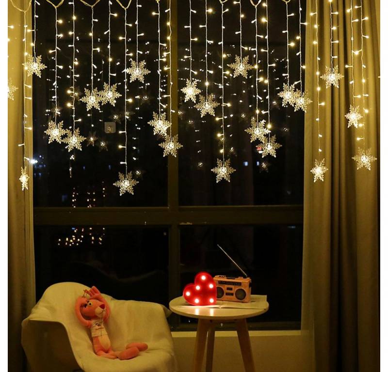 Sunicol Lichterkette Schneeflocke Weihnachtendeko LED Lichtervorhang, 8 Modi, Timer, 1.8M, mit Stecker, Warmweiß, Weiß, Mehrfarbig, Blau Sunicol Lichterkette Schneeflocke Weihnachtendeko LED Lichtervorhang, 8 Modi, Timer, 1.8M, mit Stecker, Warmweiß, Weiß, Mehrfarbig, Blau von Sunicol