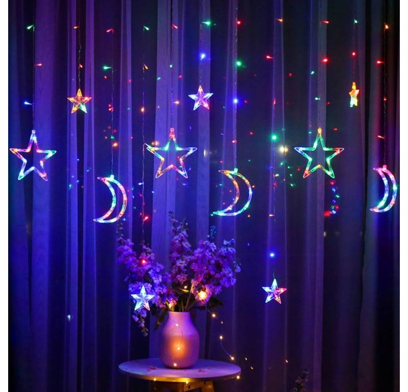 Sunicol LED-Lichterkette Sterne Lichtervorhang Lichternetz, 8 Modi, 3.5M mit Stecker von Sunicol