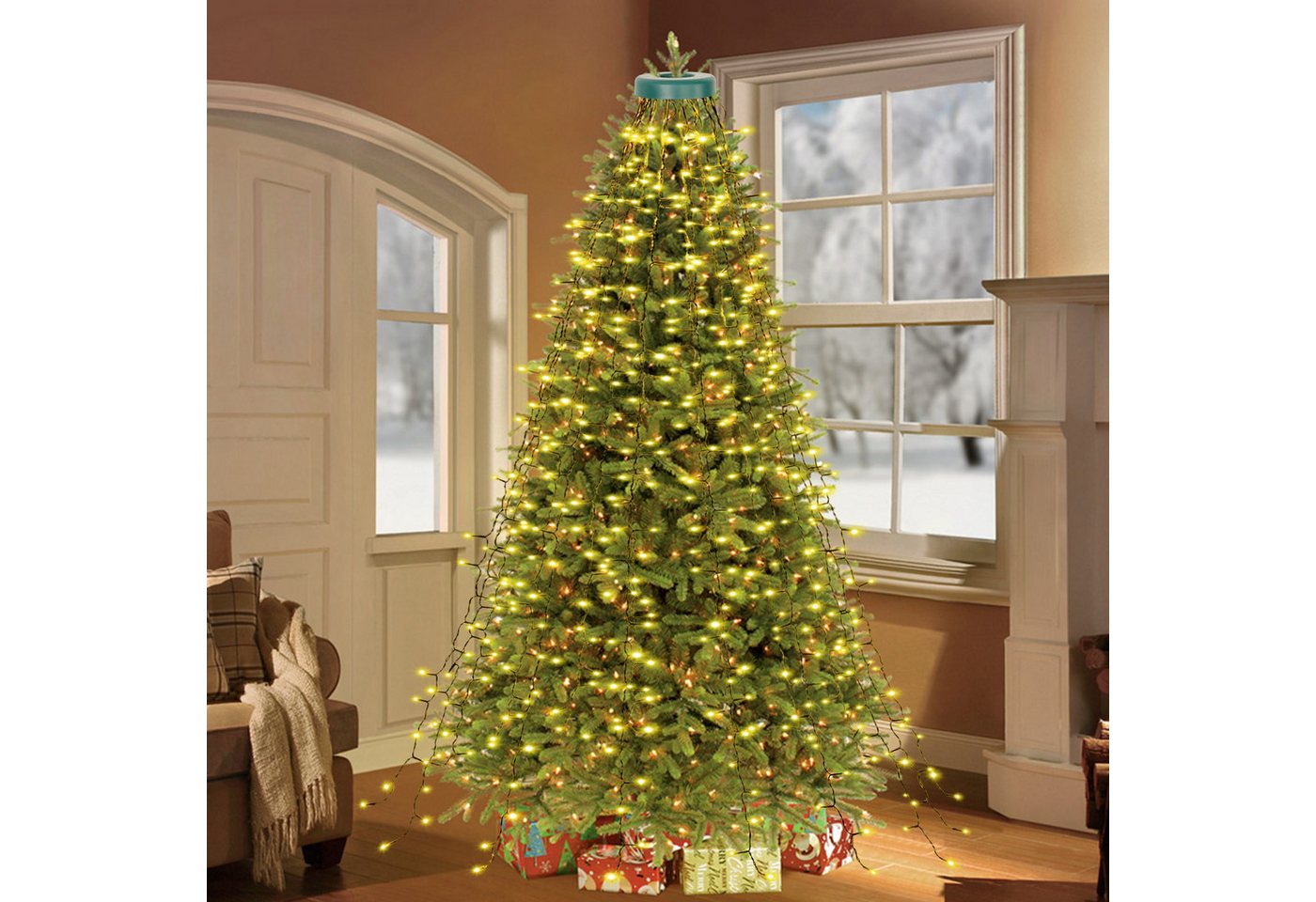 Sunicol Lichterkette Weihnachten Strom Lichterketten mit 8 Leuchtmodi, Timer, 1-flammig, Lichterketten für Party, Garten, Baum von Sunicol