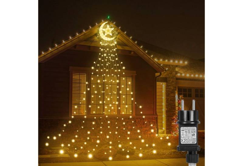 Sunicol LED-Lichterkette Weihnachtsbaum Beleuchtung Innen Außen Wasserfall Deko, 350-flammig, 8 Modi, Timer von Sunicol