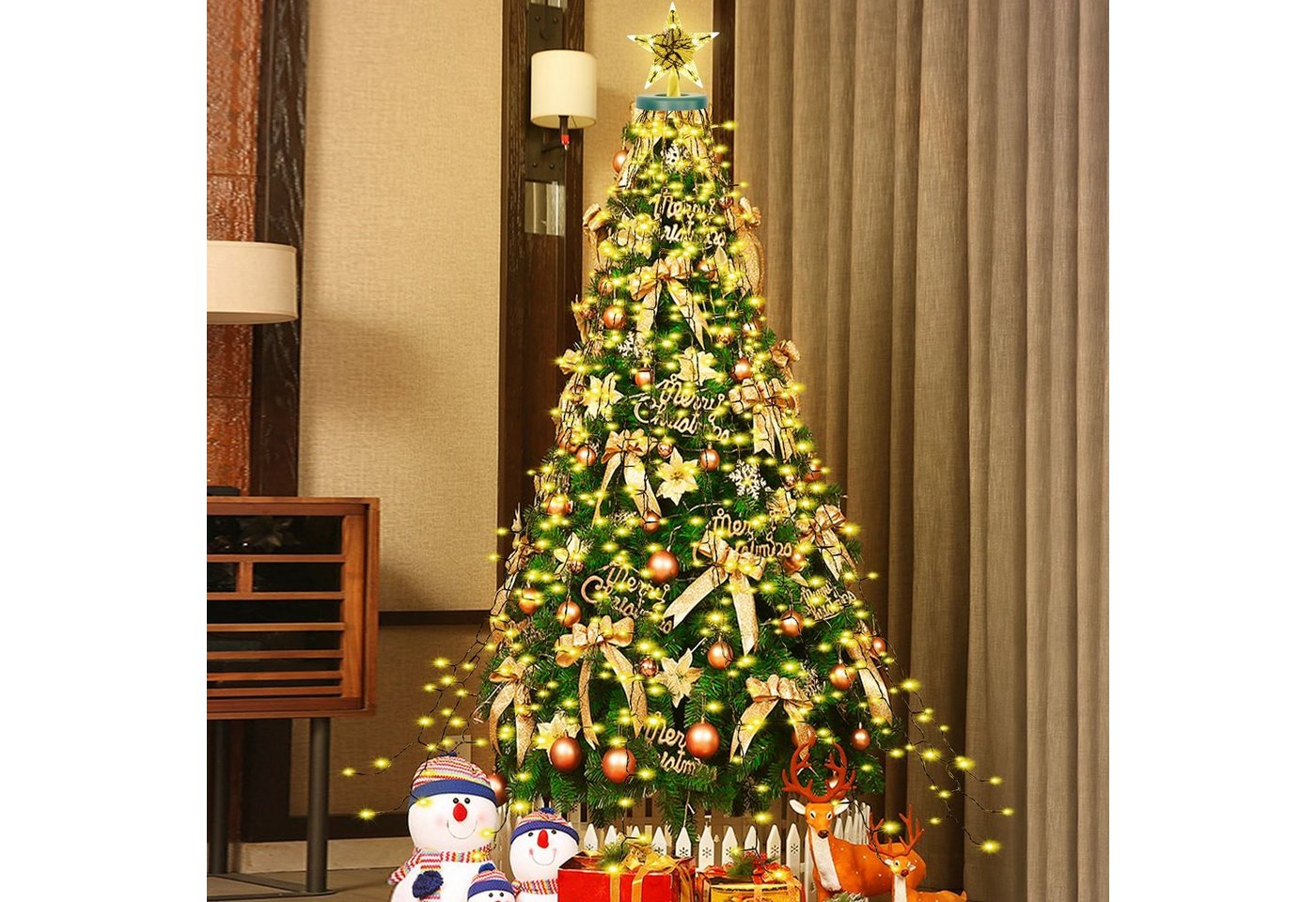 Sunicol LED-Lichterkette Weihnachtsbaum Beleuchtung Innen Außen Wasserfall Deko, 410-flammig, 8 Modi, Timer von Sunicol