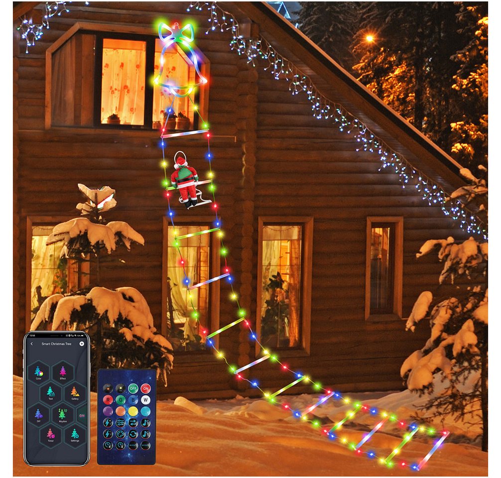 Sunicol LED-Lichterkette Weihnachtsmann Leiter Lichterkette, mit APP & Fernbedienung, Timer, Wasserdicht Musik Sync Lichterkette, Speicherfunktion, 1.5M/3M Sunicol LED-Lichterkette Weihnachtsmann Leiter Lichterkette, mit APP & Fernbedienung, Timer, Wasserdicht Musik Sync Lichterkette, Speicherfunktion, 1.5M/3M von Sunicol
