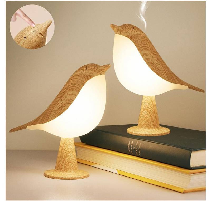 Sunicol LED Nachtlicht Touch Dimmbar, 3 Modi LED Tischlampe Vogel Leselicht mit Aromatherapie, Aufladen, Kinder Baby Schreibtischlampe für Schlafzimmer, Warmweißes von Sunicol