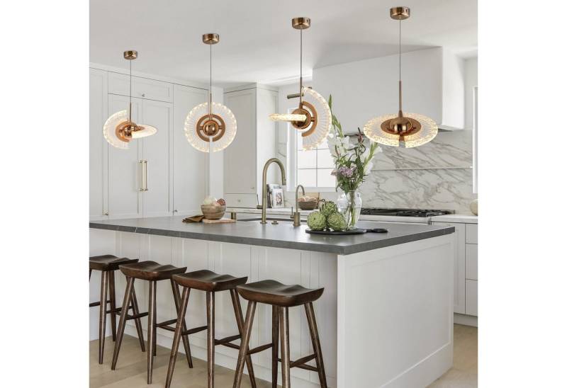 Sunicol LED Pendelleuchte Kristall-Pendelleuchte mit Stabaufhängung,4W LED-Deckenleuchte, Hängelampe für Wohnzimmer, Esszimmer, Schlafzimmer,Kücheninsel von Sunicol