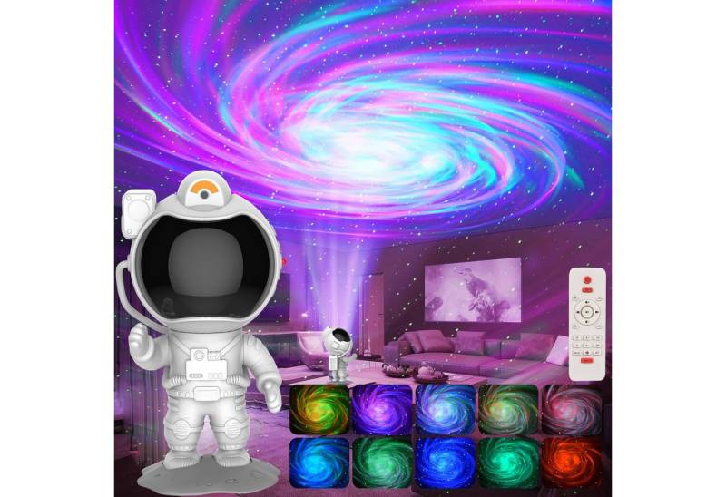 Sunicol LED-Sternenhimmel Astronaut Sternenhimmel Projektor, mit Fernbedienung und Timer, Weltraum Aurora Wirbelprojektor mit Bluetooth-Lautsprecher von Sunicol