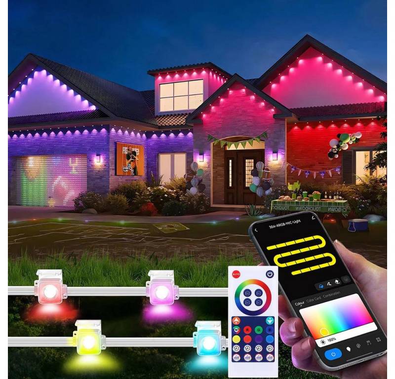 Sunicol LED Stripe Smart RGBIC Wasserdicht Permanente Außenbeleuchtung, 15M/30M/45M, Musik Sync, Timer, APP & Fernsteuerung LED Strip für Garten, Party Sunicol LED Stripe Smart RGBIC Wasserdicht Permanente Außenbeleuchtung, 15M/30M/45M, Musik Sync, Timer, APP & Fernsteuerung LED Strip für Garten, Party von Sunicol