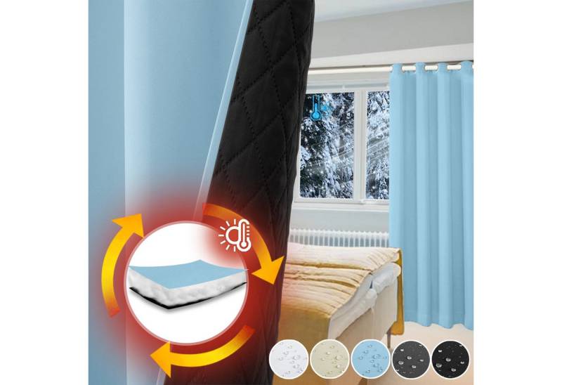 Sunicol Gardine Thermovorhang Kälteschutz Blickdichte Vorhänge mit Ösen (2 St), Doppellagige Verdunklungsvorhänge Wärmeisolierend von Sunicol
