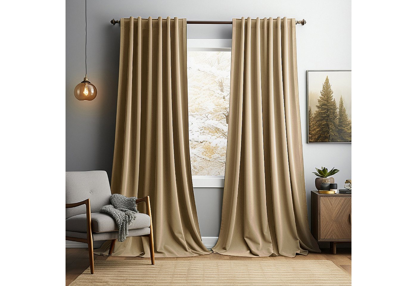 Sunicol Vorhang 2er Set Samtvorhänge Kräuselband Verdunkelungsvorhang, Blickdicht Velvet Gardinen für Schlafzimmer Wohnzimmer von Sunicol