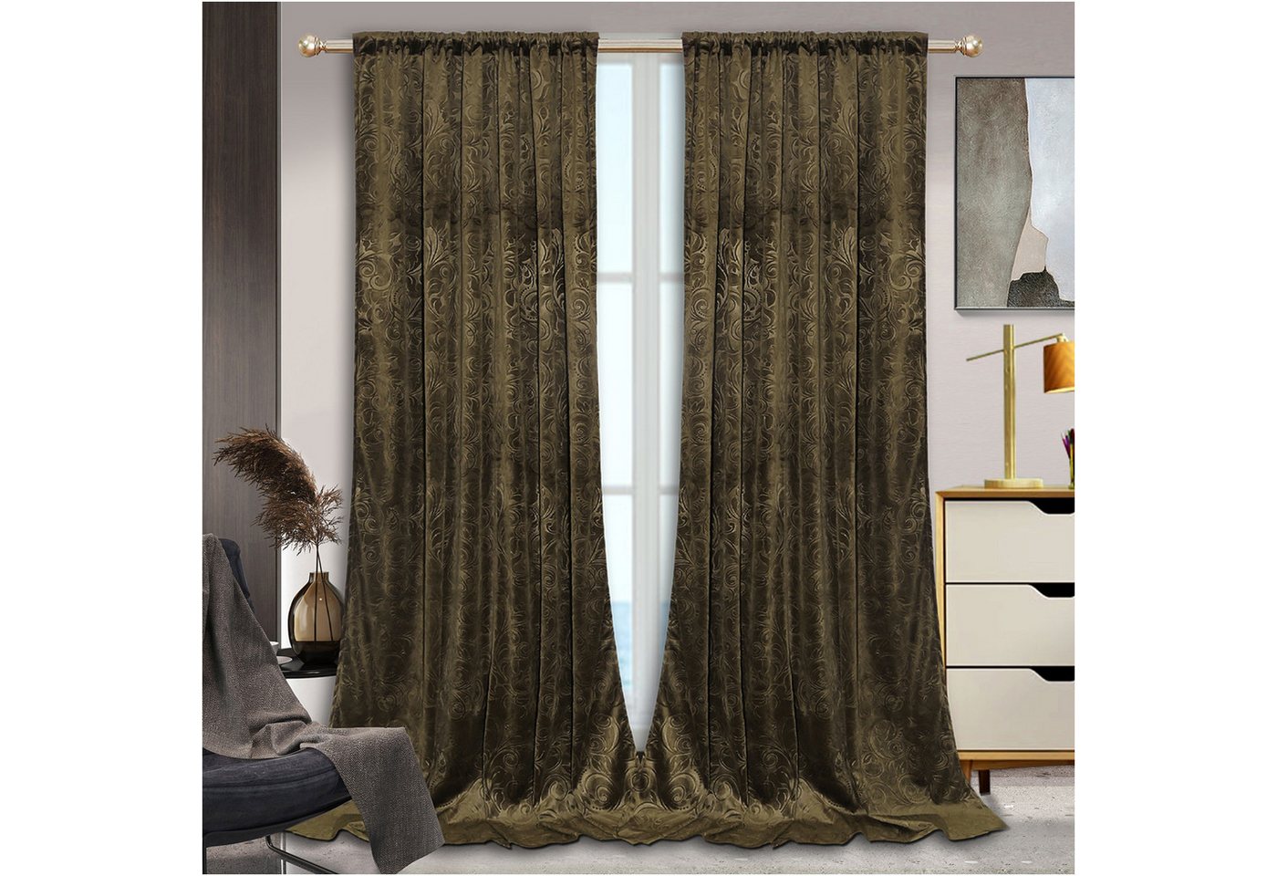Sunicol Vorhang Samtvorhang Blickdicht Gardine Kräuselband Schallschutz Thermovorhänge, (2 St), abdunkelnd, BxH:132x183cm, 132x213cm, 132x244cm, 132x274cm, 132x304cm von Sunicol