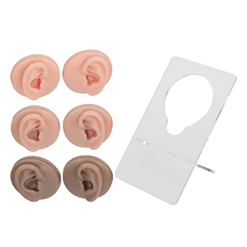 3 Paar Soft Silicon menschliches Ohrmodell Acrylhalterung Piercing Practice Display für Anfänger 3 Paar Soft Silicon menschliches Ohrmodell Acrylhalterung Piercing Practice Display für Anfänger von Sunicon