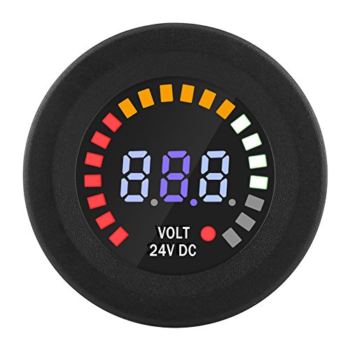 DC 24V Universal Digital LED -Panel -Voltmeter, Spannungsmesser Farbbildschirm Display mit Rückwärtsverbindungsschutz für Auto Motorradboot ATV UTV Schwarz von Sunicon