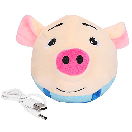 Pet Bouncing Jump Ball, Cartoon Pig Doll USB Elektrische Interaktive waschbares Gesang Süßes Spielzeug für Hunde Weiche Stoff Spaß Playtime Outdoor Aktivität Größe 14x13x13cm von Sunicon