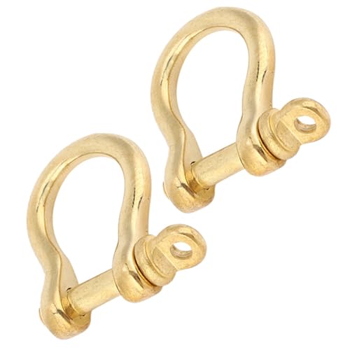 Sunicon 2Pcs Metall D-Ring aus Reinem Messing, Ankerschäkel Reines Messing U-Typ Kettenschäkel Schraube Stift Bogenschäkel Schlüsselring Haken Goldene Verbindungsschnalle von Sunicon