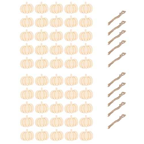 Sunicon 50 Sets Holzausschnitte unvollendet, DIY wunderschön geschnitzte synthetische Holzse mit Hanfseil für Partydekoration von Sunicon