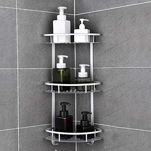 Sunicon Eck-Duschregal, 3 Etagen Dusche Eckregal Shower Shelf Eckablage, ohne Bohren selbstklebende Duschregale aus Aluminum, für Shampoo Reinigungsmittel von Sunicon