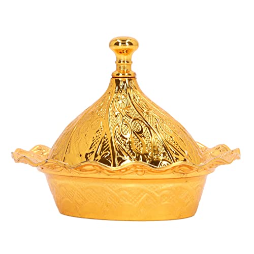 Sunicon Türkische Zuckerdose mit Deckel, handgefertigte Messing-Zucker-, Schokoladen- und Süßigkeitenschale, Servierschale, Retro, exquisite goldene Servierschale aus Zinklegierung von Sunicon